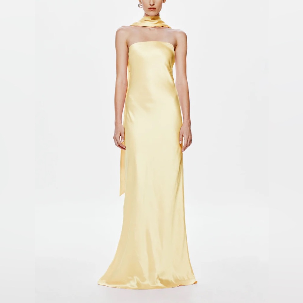 Misha Yellow Lilia Satin Dress - NWT